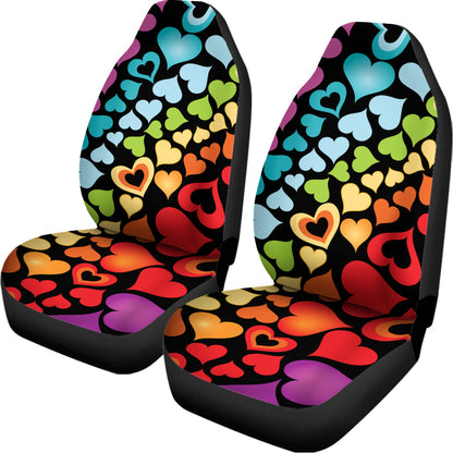 Colorful Heart Wave Pattern Print Universal Fit Car Seat Covers