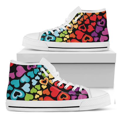 Colorful Heart Wave Pattern Print White High Top Shoes