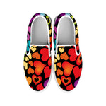 Colorful Heart Wave Pattern Print White Slip On Shoes