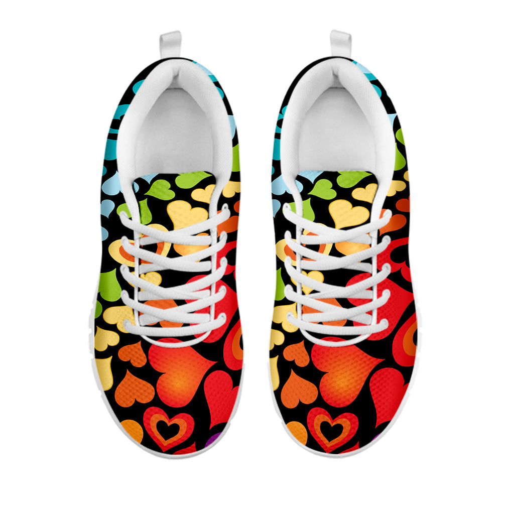 Colorful Heart Wave Pattern Print White Sneakers