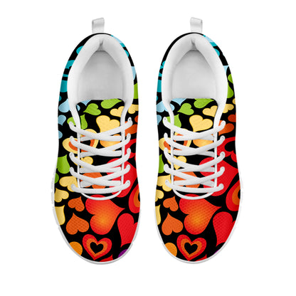 Colorful Heart Wave Pattern Print White Sneakers