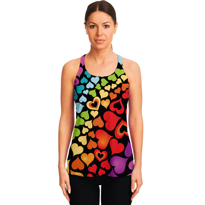 Colorful Heart Wave Pattern Print Women's Racerback Tank Top