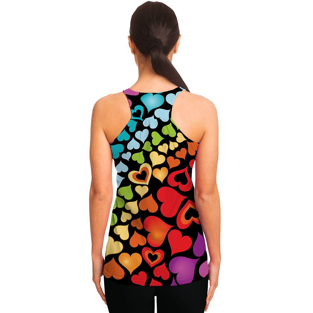 Colorful Heart Wave Pattern Print Women's Racerback Tank Top