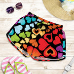 Colorful Heart Wave Pattern Print Women's Shorts