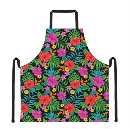 Colorful Hibiscus Flowers Pattern Print Apron