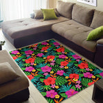 Colorful Hibiscus Flowers Pattern Print Area Rug GearFrost
