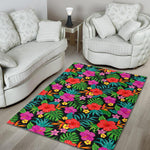 Colorful Hibiscus Flowers Pattern Print Area Rug GearFrost