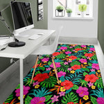 Colorful Hibiscus Flowers Pattern Print Area Rug GearFrost