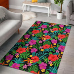 Colorful Hibiscus Flowers Pattern Print Area Rug GearFrost