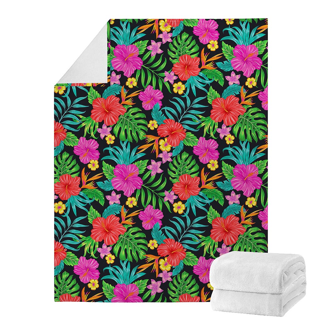 Colorful Hibiscus Flowers Pattern Print Blanket