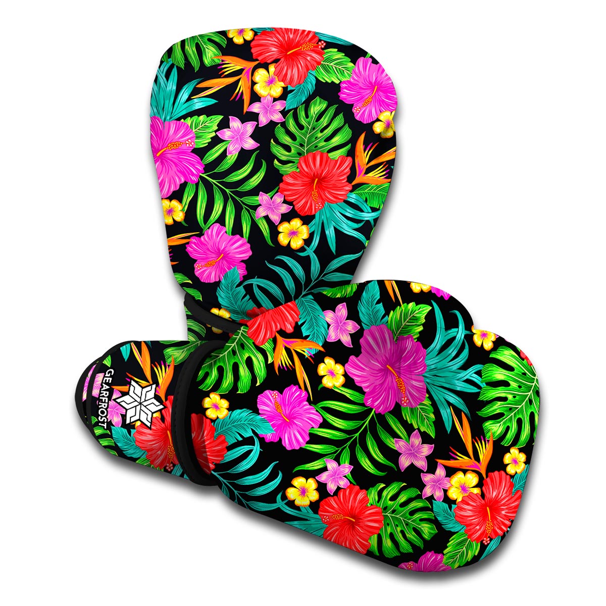 Colorful Hibiscus Flowers Pattern Print Boxing Gloves