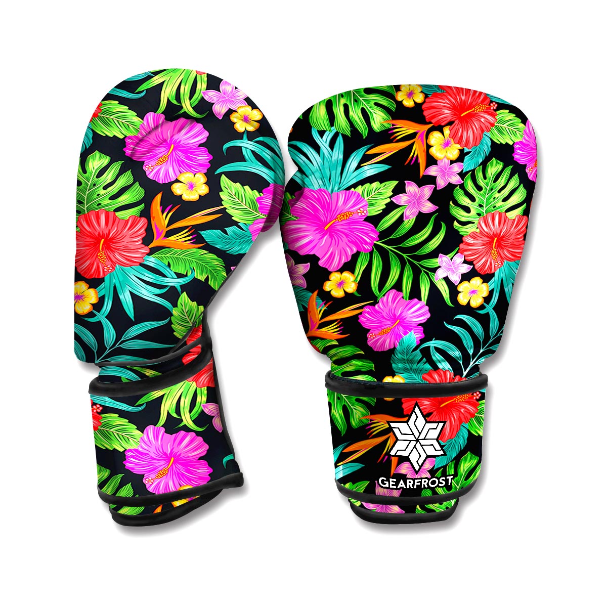 Colorful Hibiscus Flowers Pattern Print Boxing Gloves