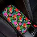 Colorful Hibiscus Flowers Pattern Print Car Center Console Cover