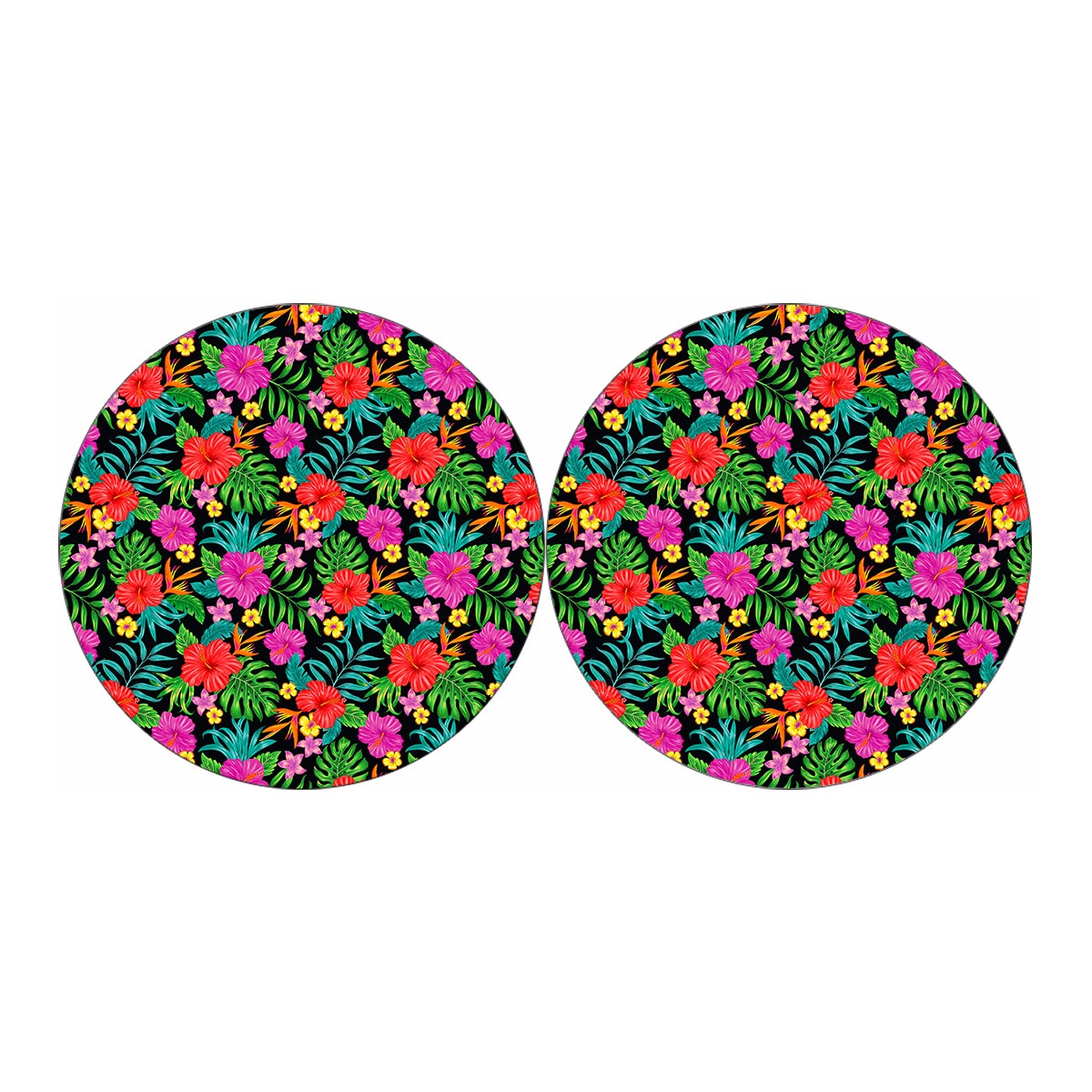 Colorful Hibiscus Flowers Pattern Print Car Coasters