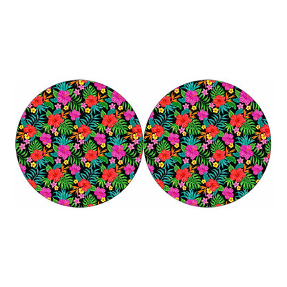 Colorful Hibiscus Flowers Pattern Print Car Coasters