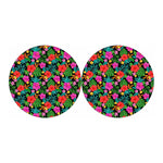 Colorful Hibiscus Flowers Pattern Print Car Coasters