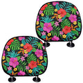 Colorful Hibiscus Flowers Pattern Print Car Headrest Covers