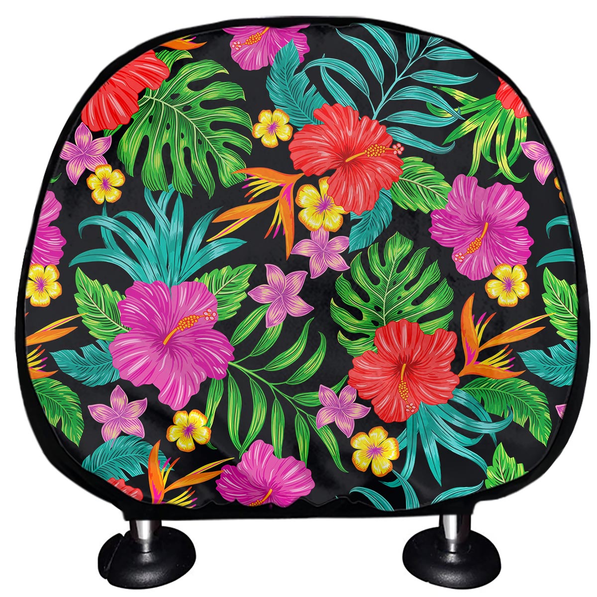 Colorful Hibiscus Flowers Pattern Print Car Headrest Covers