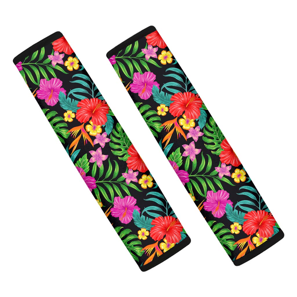 Colorful Hibiscus Flowers Pattern Print Car Seat Belt Covers
