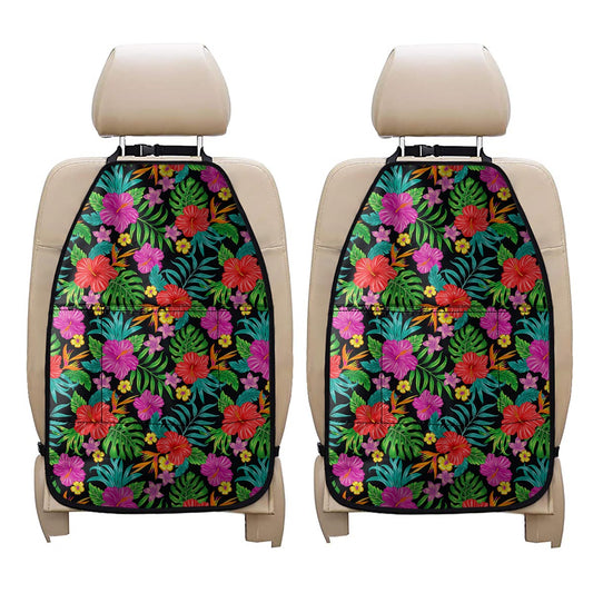 Colorful Hibiscus Flowers Pattern Print Car Seat Organizers