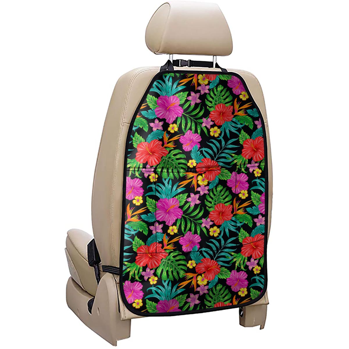 Colorful Hibiscus Flowers Pattern Print Car Seat Organizers