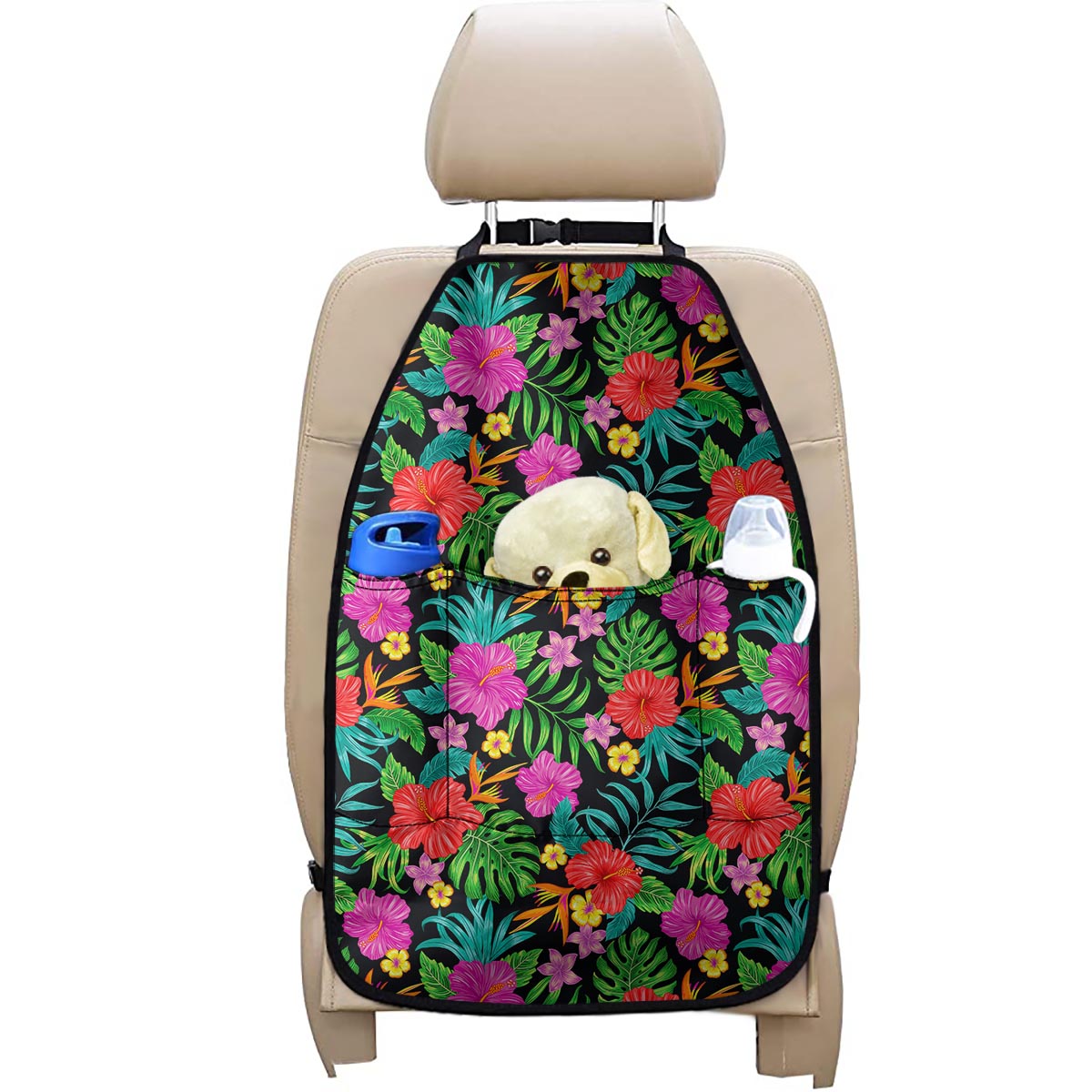 Colorful Hibiscus Flowers Pattern Print Car Seat Organizers