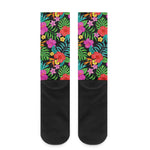 Colorful Hibiscus Flowers Pattern Print Crew Socks