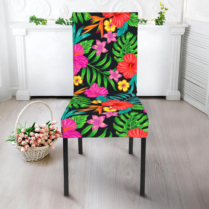 Colorful Hibiscus Flowers Pattern Print Dining Chair Slipcover