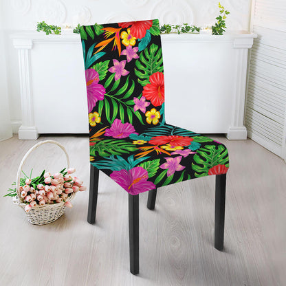 Colorful Hibiscus Flowers Pattern Print Dining Chair Slipcover