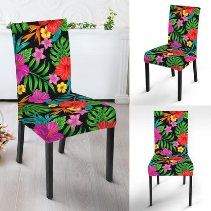 Colorful Hibiscus Flowers Pattern Print Dining Chair Slipcover
