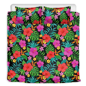 Colorful Hibiscus Flowers Pattern Print Duvet Cover Bedding Set