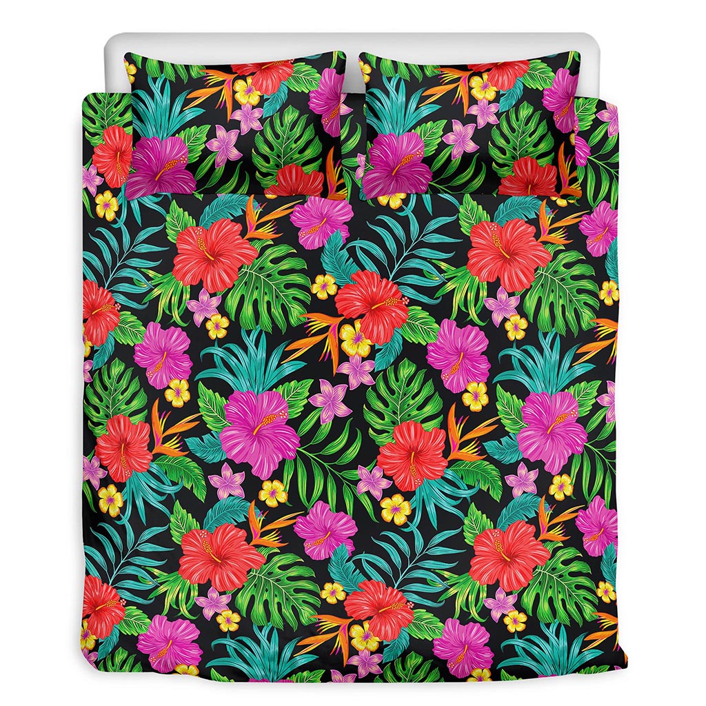 Colorful Hibiscus Flowers Pattern Print Duvet Cover Bedding Set