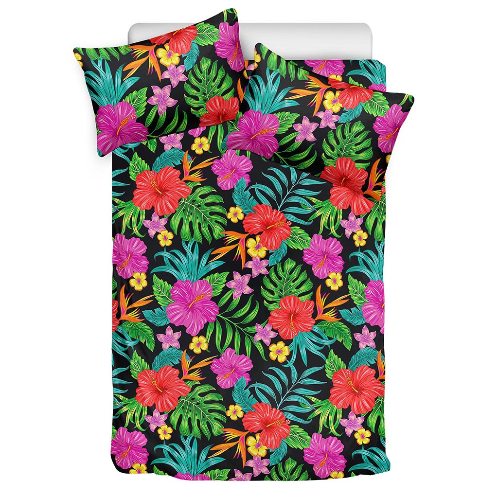 Colorful Hibiscus Flowers Pattern Print Duvet Cover Bedding Set