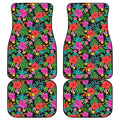 Colorful Hibiscus Flowers Pattern Print Front and Back Car Floor Mats