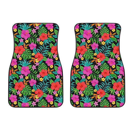 Colorful Hibiscus Flowers Pattern Print Front Car Floor Mats