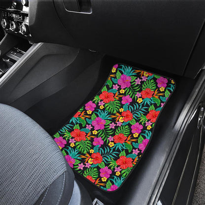 Colorful Hibiscus Flowers Pattern Print Front Car Floor Mats