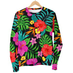 Colorful Hibiscus Flowers Pattern Print Men's Crewneck Sweatshirt GearFrost