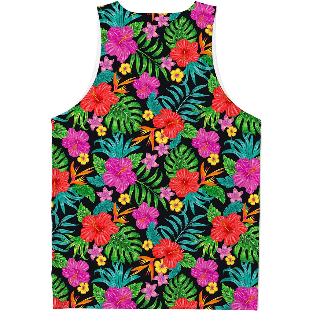 Colorful Hibiscus Flowers Pattern Print Men's Tank Top