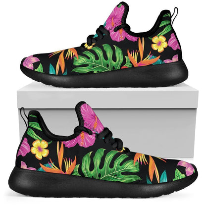 Colorful Hibiscus Flowers Pattern Print Mesh Knit Shoes GearFrost