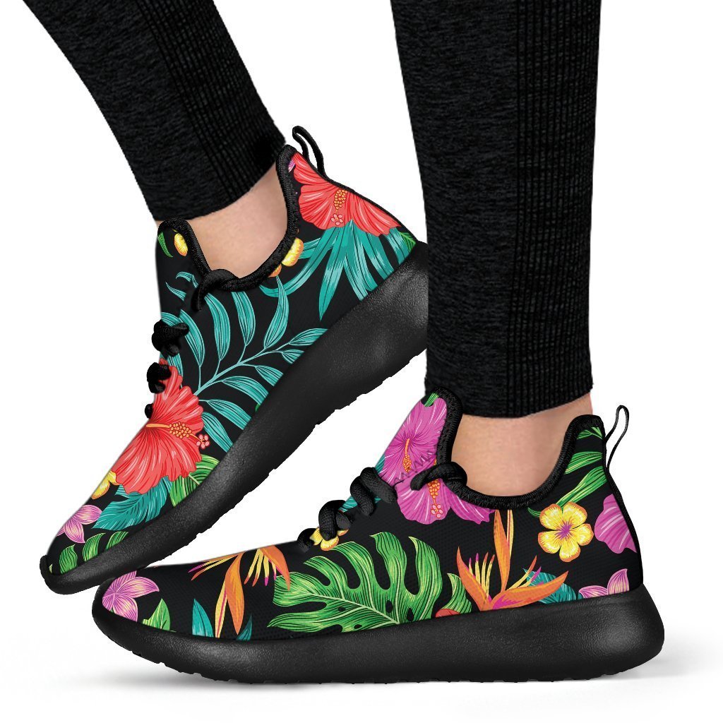 Colorful Hibiscus Flowers Pattern Print Mesh Knit Shoes GearFrost