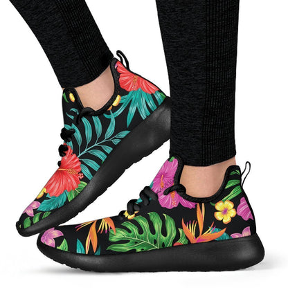 Colorful Hibiscus Flowers Pattern Print Mesh Knit Shoes GearFrost