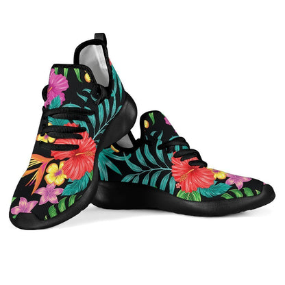 Colorful Hibiscus Flowers Pattern Print Mesh Knit Shoes GearFrost
