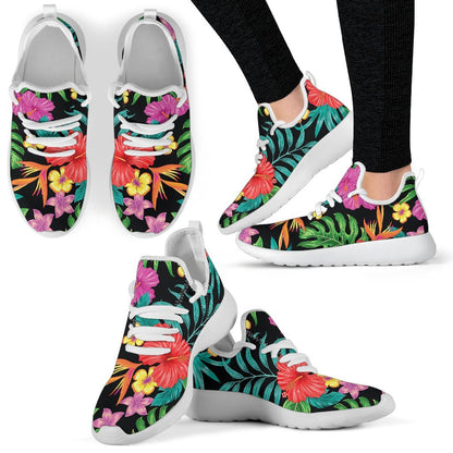 Colorful Hibiscus Flowers Pattern Print Mesh Knit Shoes GearFrost