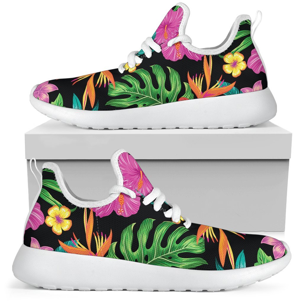 Colorful Hibiscus Flowers Pattern Print Mesh Knit Shoes GearFrost