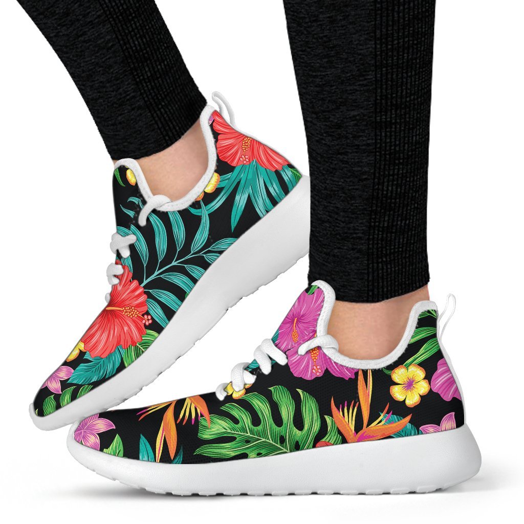 Colorful Hibiscus Flowers Pattern Print Mesh Knit Shoes GearFrost