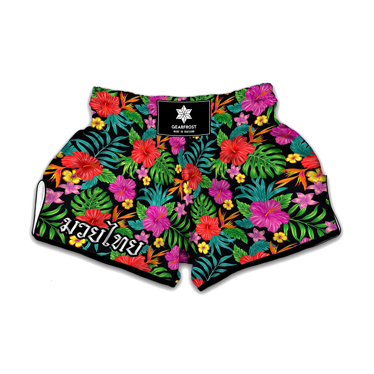 Colorful Hibiscus Flowers Pattern Print Muay Thai Boxing Shorts
