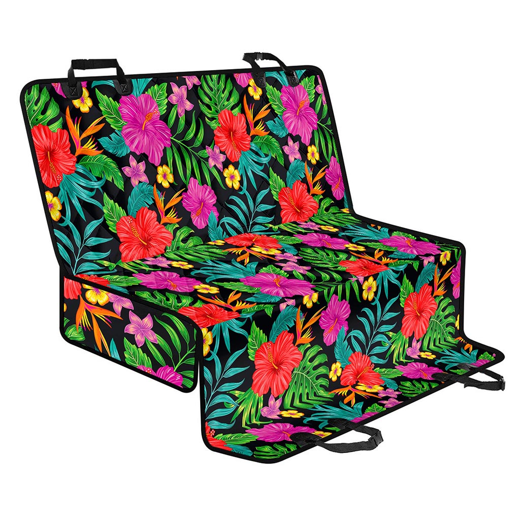 Colorful Hibiscus Flowers Pattern Print Pet Car Back Seat Cover