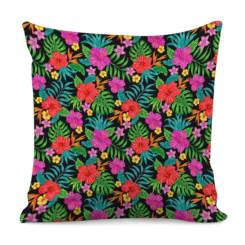Colorful Hibiscus Flowers Pattern Print Pillow Cover