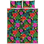 Colorful Hibiscus Flowers Pattern Print Quilt Bed Set