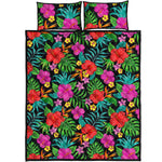 Colorful Hibiscus Flowers Pattern Print Quilt Bed Set